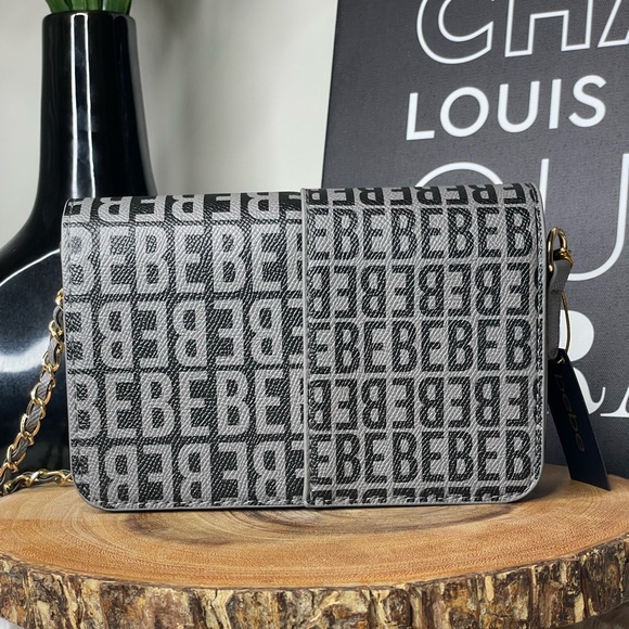Bebe Monogrammed Black and Gray Crossbody Bag - Picture 2 of 10
